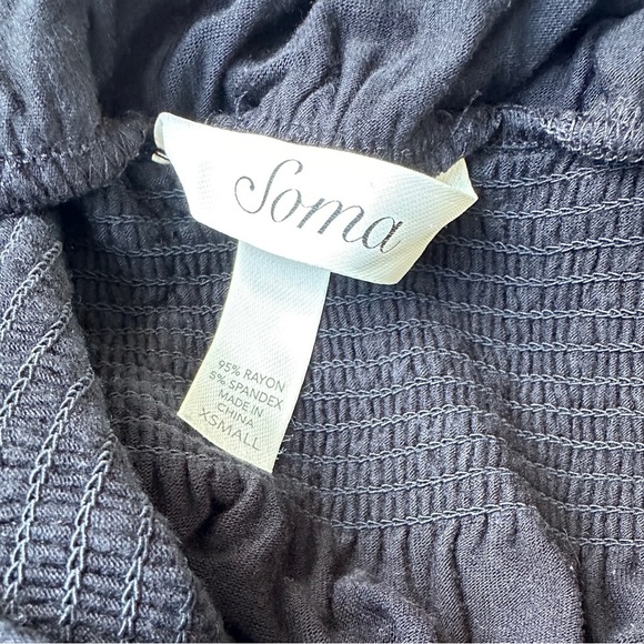 Soma Black Smocked Waist Short Sleeve Lightweight Soft Stretch Dress Women’s XS - Picture 2 of 6